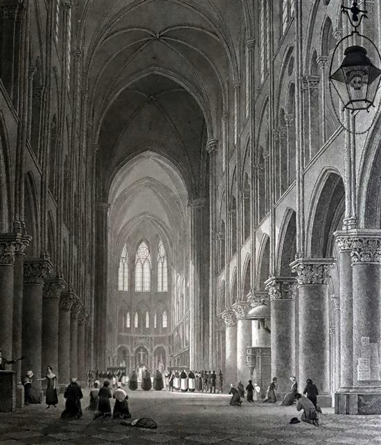 Scott, John - Picturesque Views of the City of Paris, 2 vols in 1, folio, rebound quarter calf, with 57 plates,